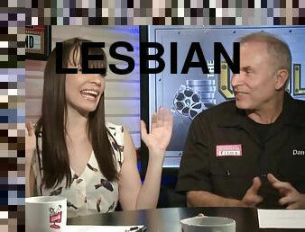 Newly wed lesbians take up an interview session in a very interesting show