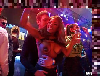 Fabulous European bitches sucking men's big cocks at a sex party