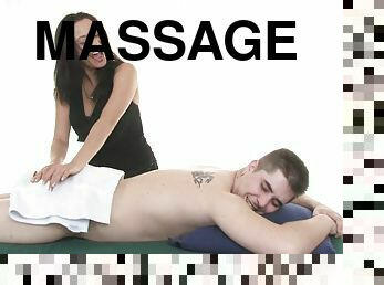 Handsome tattooed guy opted for real sex in the process of body massage