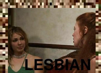 Pretty faced babes enjoy kissing and teasing each other in this awesome lesbians scene