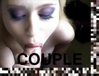 Purple eye shadow beauty sucking dick and fucking in POV