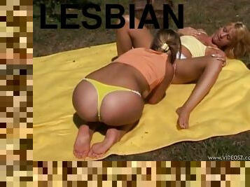 Two Horny Teens Going Lesbian Outdoors