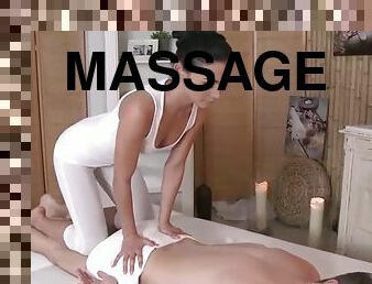 Sensual masseuse spooned in massage sex