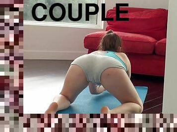 Yoga hottie interrupts her workout to suck and fuck