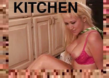Sexy blonde gets fucked hard in the kitchen