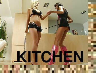 Yummy Zoe And Joysen Fist Each Other's Pussies In The Kitchen