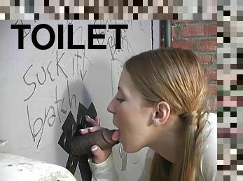 Pigtailed Lexi Leigh gets banged in a toilet cabin