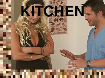 Brittany Andrews gets her twat fucked from behind in the kitchen