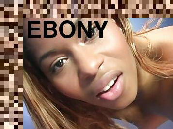 Kinky ebony eats his cum and wanks it so good