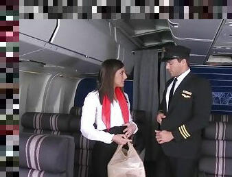 Sex in the airplane with a smoking hot stewardess