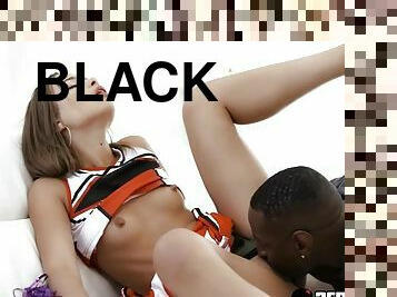 Cheerleader Liza Rowe Gets Drilled Deep By A Big Black Throbber