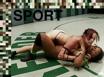 Chubby Yasmine Loven gets toyed by Bella Rossi after a fight