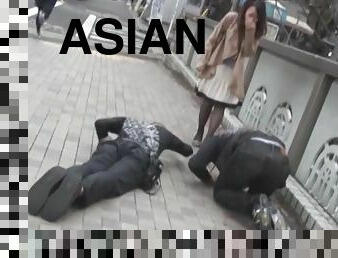 Asian slut gets nailed by two guy in a threesome