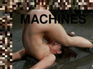 Bonded AnnaBelle Lee gets toyed in her ass by a machine