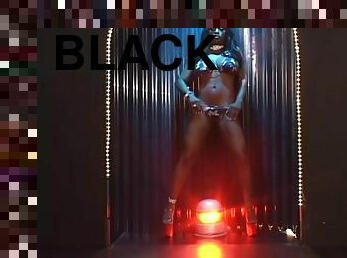 Jada Fire enjoys drilling her black pussy with a toy in a solo clip