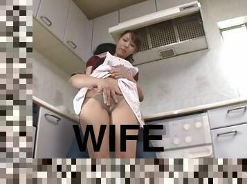 Sayuri Ikuina the hot housewife fucks in a kitchen