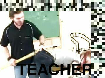 Sexy redhead teen's spanked by her teacher in class