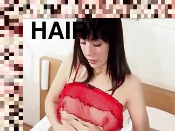 Hairy beauty ladyboy wanking