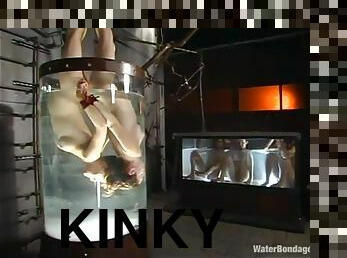 Bunch of kinky sex slaves are being immersed in the tank