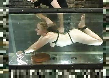 Chubby blonde Jewel gets bound and drowned and enjoys it