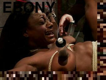 Ebony Ashley Star gets tied up and tortured with pumps