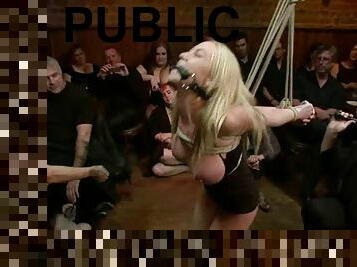 Tied up Madison Scott gets toyed and fucked in public