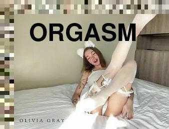 Catgirl achieved a tender ORGASM from a LARGE DILDO. I want to be your fluffy kitty. Olivia Gray