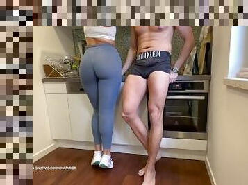 Gym Couple Dry Humping in Kitchen after Workout