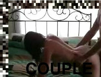 Hot Sex With A Teen Couple On Top OF A King Size Bed