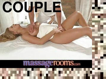 Amazing blonde girl with slim body gets fucked by her masseur