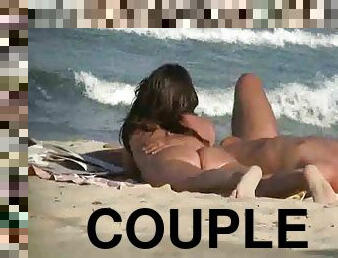 Horny Couple going horny  On the nudist  Beach