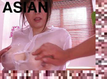 Nana Aoyama shows off her massive tits and gets fucked in missionary way