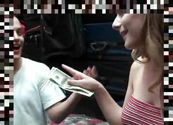 Beautiful blonde amateur taking cash for hard sex