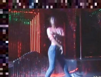 Sexy teen Natasha strips erotically in a dance club