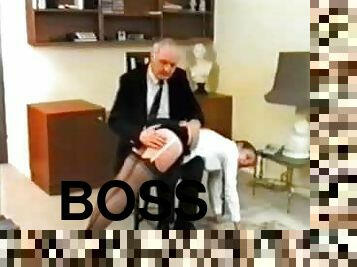 Nasty secretary gets spanked by her boss in the office