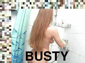 Busty chick Penny fondles her nice body in the bathroom