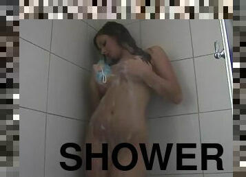 Soapy Jamie Graham Fondling Her Big Melons in the Shower