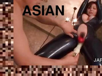 Hot asian sex slave in chains pussy toyed hard
