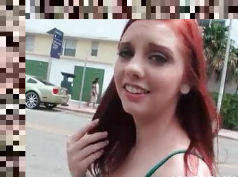 Hot redhead gets her sexy belly pierced in close-up