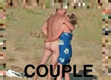 Naughty couple from France is acting wild on the beach