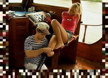 Sex starved teen seduces then fucks a hung sailor on a boat