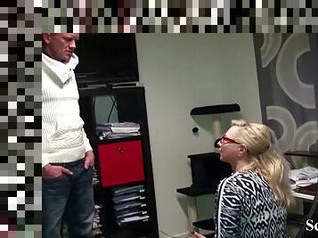 German milf boss fuck huge dick guy in office