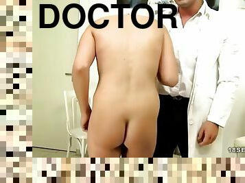 Nasty doctor strips his cute patient