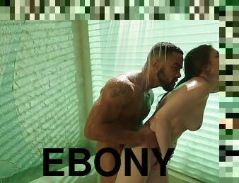 Muscular ebony dude gives Casey a dick that she can bounce on