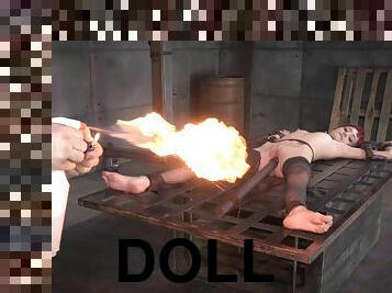 Short hair doll pussy getting screwed with toys in BDSM torture