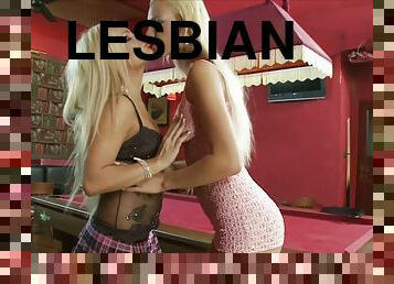 Horny Angelina Love and Jenny Lovely playing in a bar