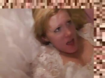 Blonde wife in her wedding dress gets fucked