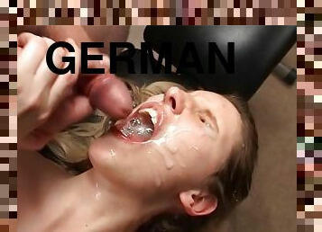 Two sexy german chicks in a wild bukkake gangbang fuck orgy