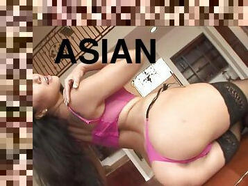 Asian babe with the best booty ever having rough interracial sex