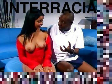 interracial, doce, rabo, morena